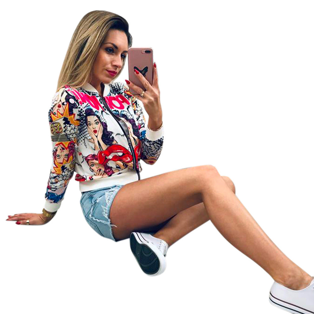 Baseball Zipper Digital Avatar Print Coat Jacket