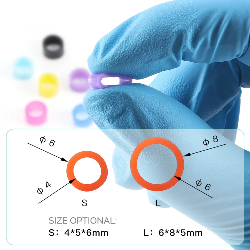 100Pcs Azdent Dental Code Rings Multi-Color Autoclavable Dental Universal Silicone Instrument Color Code Rings Dentistry Tools