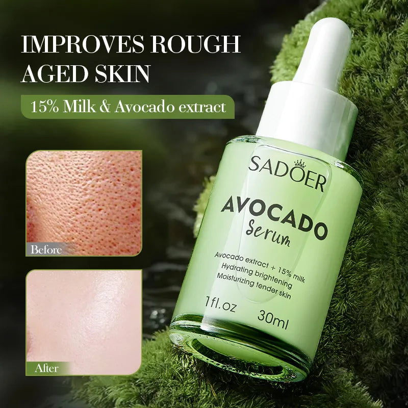 30ml SADOER Avocado Milk Beauty Face Serum Hydrating Hyaluronic Acid Essence Moisturizing Tender Firming Skin Korea Skincare