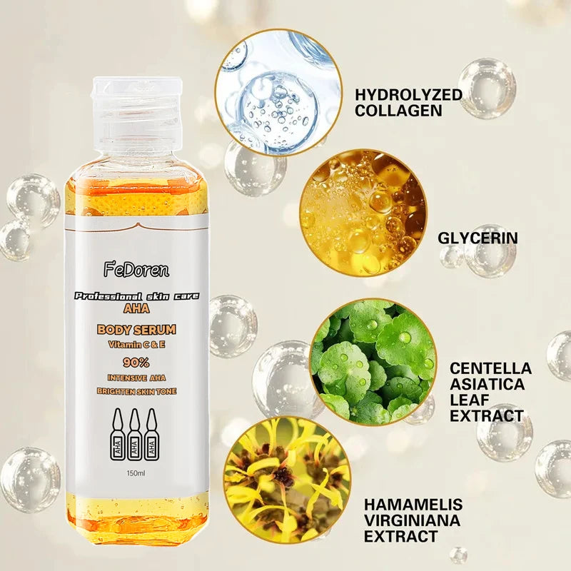 150ml AHA Body Serum Face Brightening Alpha Hydroxy Acids Vitamin C Vitamin E moisturizing Fruit Acid Repair Essence
