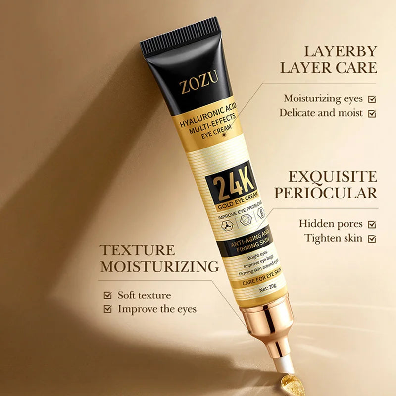 ZOZU 24K Gold Eye Cream Anti Dark Circles Removal Eyes Bags Moisturizing Firming Eye Creams Beauty Eyes Skin Care Products