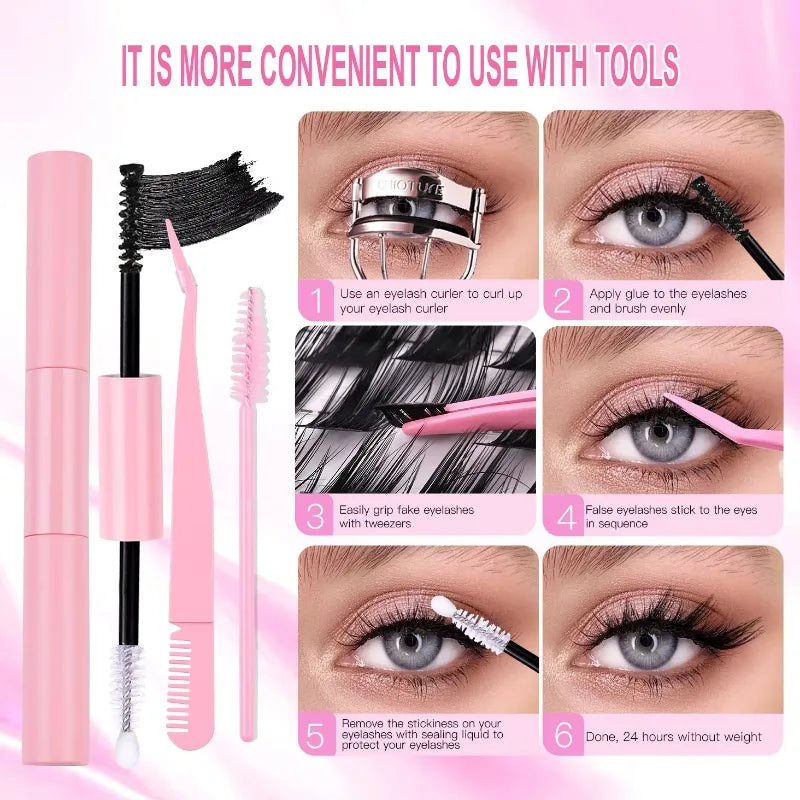 168 Cluster Wispy False Eyelash Kit Fox Eye Style Winged D Curl Realistic Fake Eyelashes Fluffy Natural Individual Cilios Lash