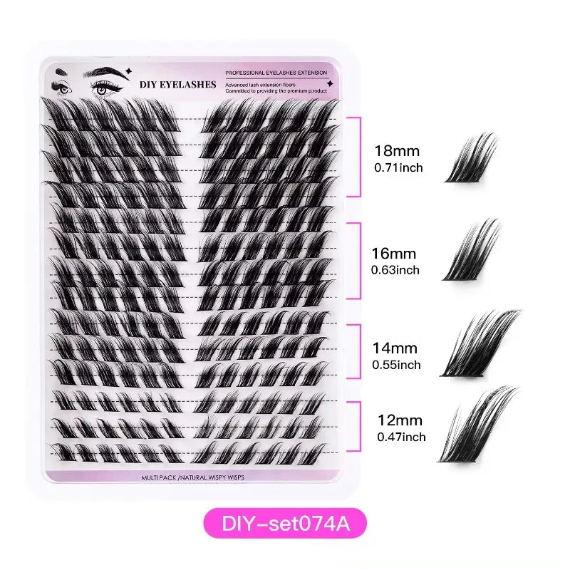 168 Cluster Wispy False Eyelash Kit Fox Eye Style Winged D Curl Realistic Fake Eyelashes Fluffy Natural Individual Cilios Lash