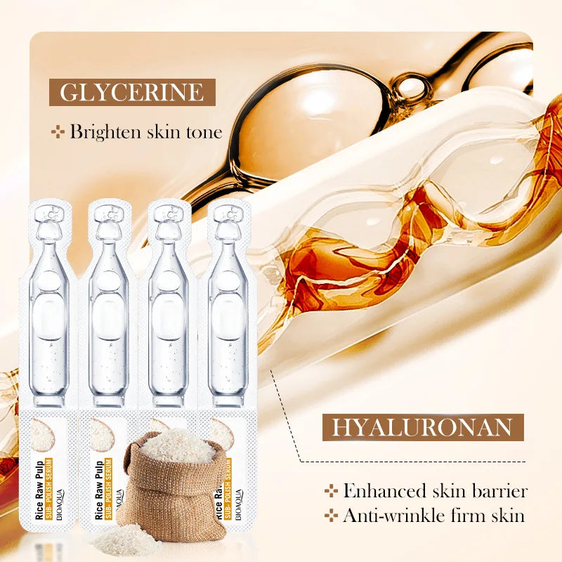 10pcs BIOAQUA White Rice Raw Pulp Face Serum Facial Moisturizing Brightening Firming Facial Essence Beauty Face Skin Care