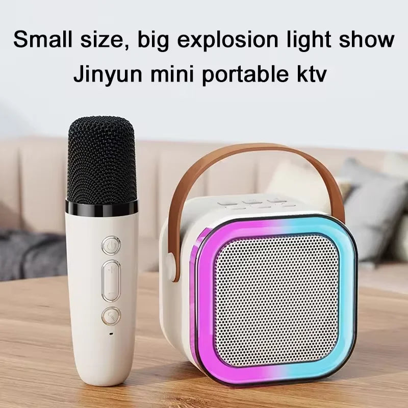 New K12 Karaoke Machine Portable Bluetooth Speaker With 2 Wireless Microphones Family Singing Loudspeaker Children's Gift