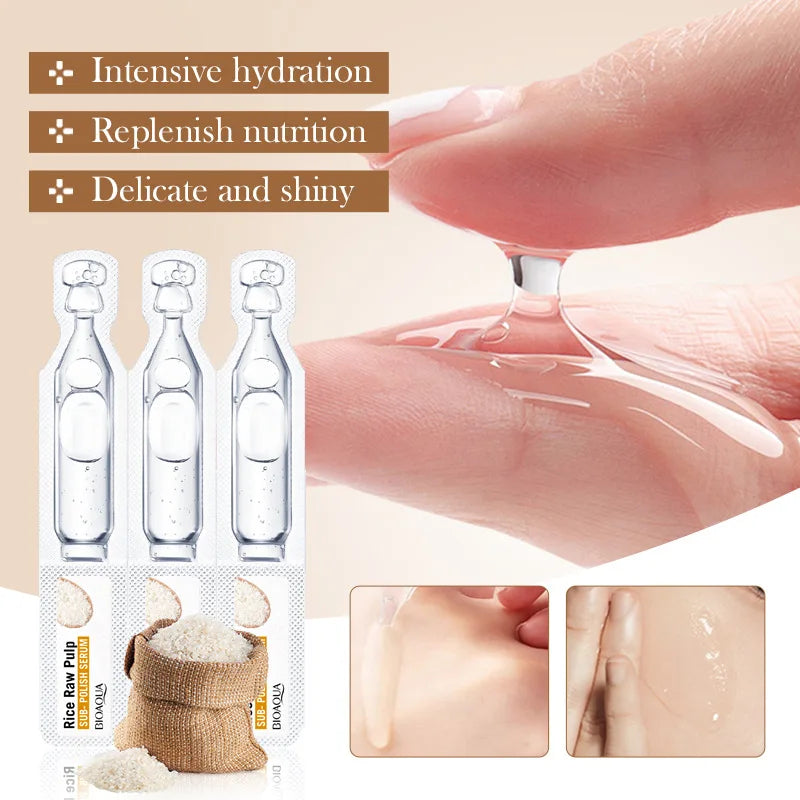 10pcs BIOAQUA White Rice Raw Pulp Face Serum Facial Moisturizing Brightening Firming Facial Essence Beauty Face Skin Care