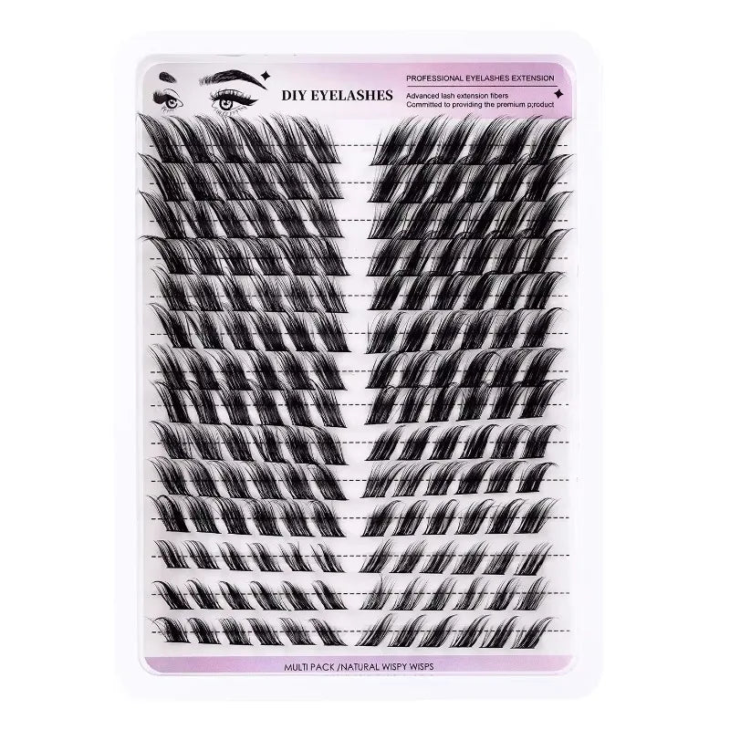 168 Cluster Wispy False Eyelash Kit Fox Eye Style Winged D Curl Realistic Fake Eyelashes Fluffy Natural Individual Cilios Lash