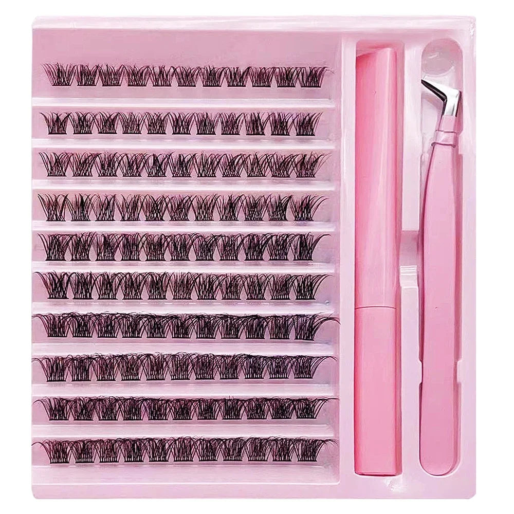 DIY Lash Clusters Extension Kit 110 Clusters Bond Individual Lashes Kit Cluster Lashes Wispy D Curling False Eyelash Clusters