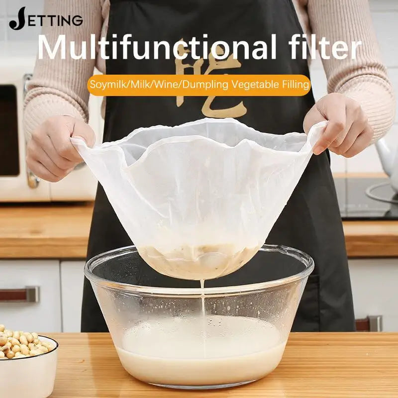 1Pc Soy Milk Filter Net Bag Nylon Liquid Filter Net Bag Milk Coffee Filter Net Bag Reusable Squeeze Mesh Kitchen Tool