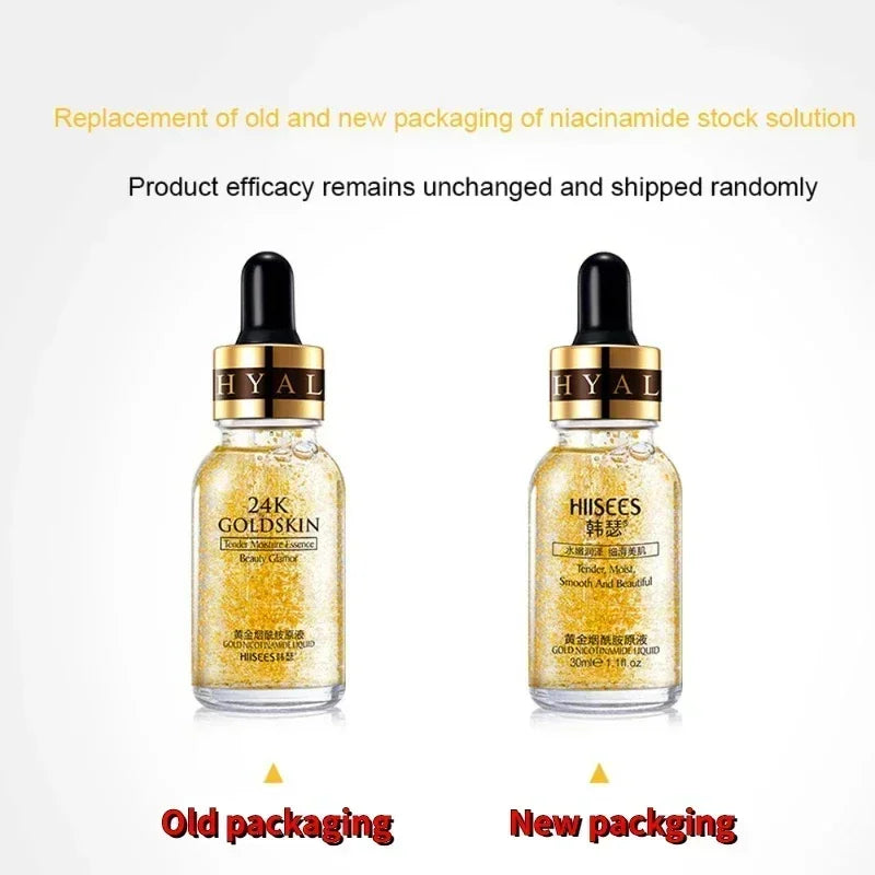 24k Gold Face Serum Brightening Skin Care Products Hyaluronic Acid Niacinamide Facial Nourish Smooth Care Beauty Health