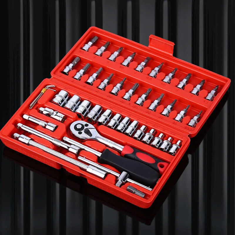46 piece set combination socket wrench Quick small fly auto repair ratchet screwdriver combination tool