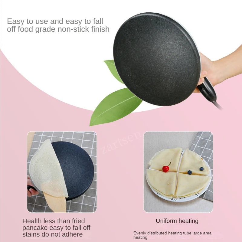 Non-stick Electric Crepe Pizza Maker Pancake Machine Griddle Baking Pan Cake Machine Kitchen Cooking Tools with Egg Beater