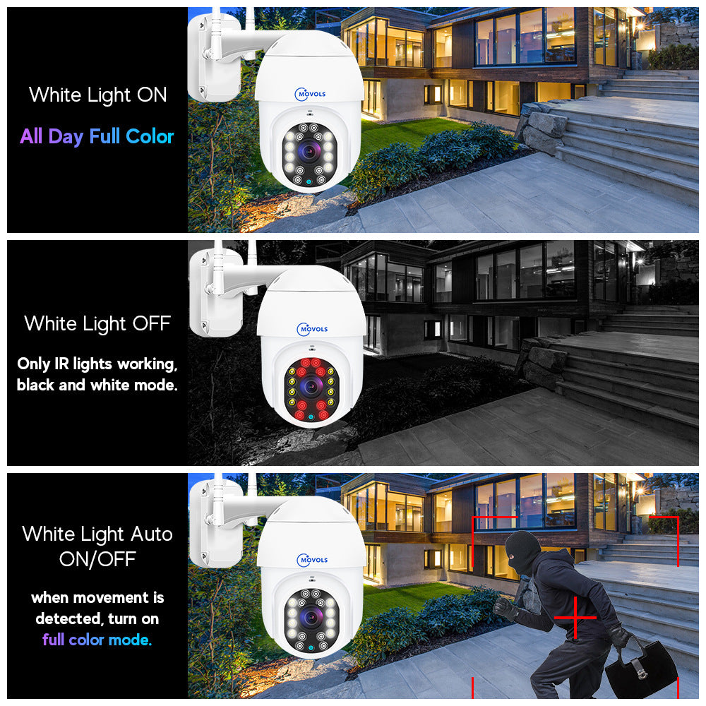 2 Antennas 8LED Night Vision Light Moving Head IP Camera Wifi Wireless Remote