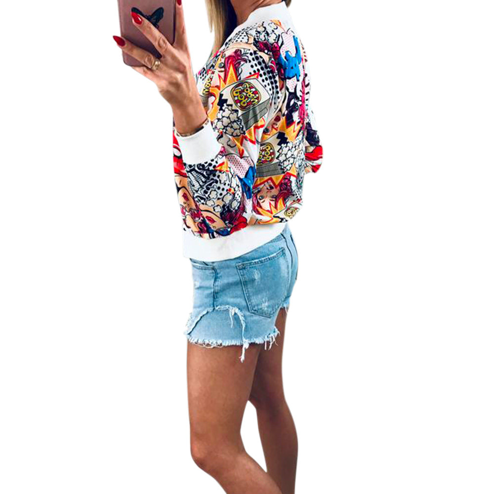 Baseball Zipper Digital Avatar Print Coat Jacket