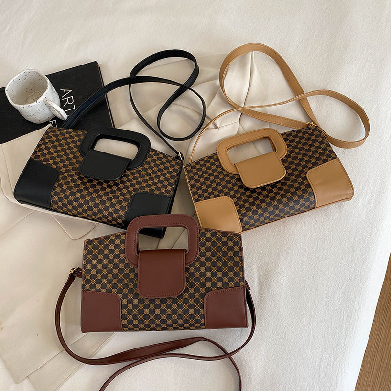 price 2.50 weight 400g Simple Textured Small Female Fashion Textured Hand Plaid Casual Shoulder Messenger Bag