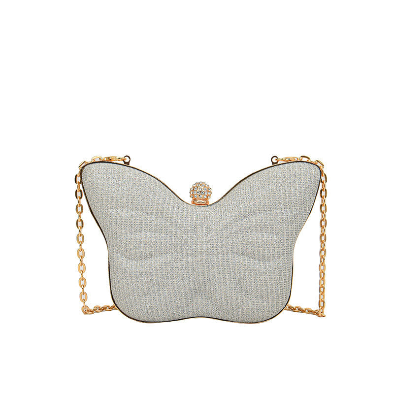 price 4.70 weight 5.47 Cute Butterfly Stripe Clipped Button Metal Women's Chain Messenger Bag