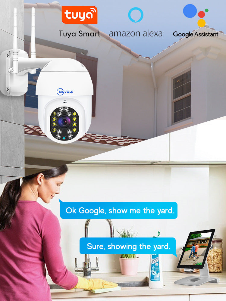 2 Antennas 8LED Night Vision Light Moving Head IP Camera Wifi Wireless Remote