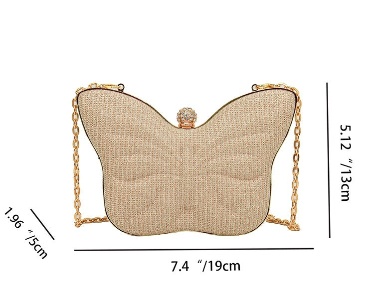 price 4.70 weight 5.47 Cute Butterfly Stripe Clipped Button Metal Women's Chain Messenger Bag