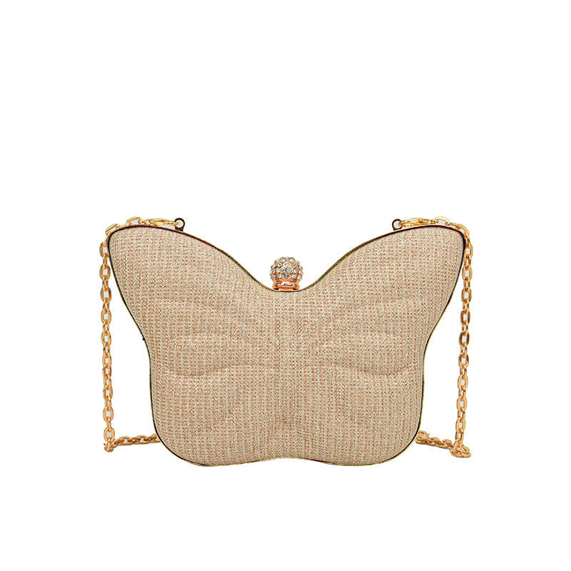 price 4.70 weight 5.47 Cute Butterfly Stripe Clipped Button Metal Women's Chain Messenger Bag