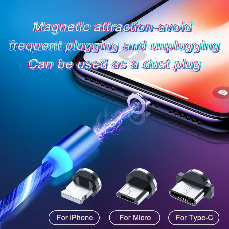 Magnetic Charging Cable Streamer Fasting Cabightinle t ChargiLg Micro USB Cable LED Magnet Charger Type-C Cable