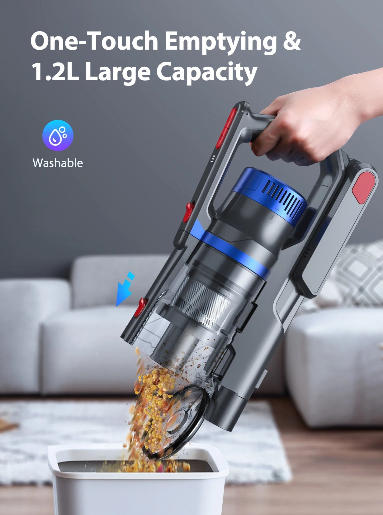 Buture JR500 Cordless Vacuum Cleaners 55 Mins 36KPA Suction Power Home Appliance 1.2L Dust Cup Removable Battery Handheld