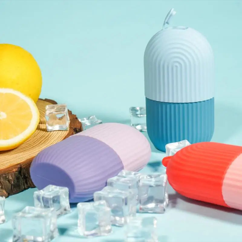 Silicone Cube Tray Shape Face Facial Ice Roller Massage Face Massage Roller Frozen Facial Reusable Ice Face Roller Skincare Tool
