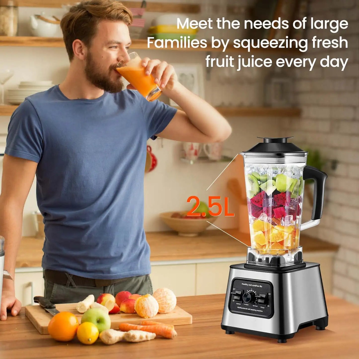 6000W Multi-Function Professional Powerful Blender Juicer Smoothie Maker Table Blender With 2.5L Container Mixer for Ice Fruit