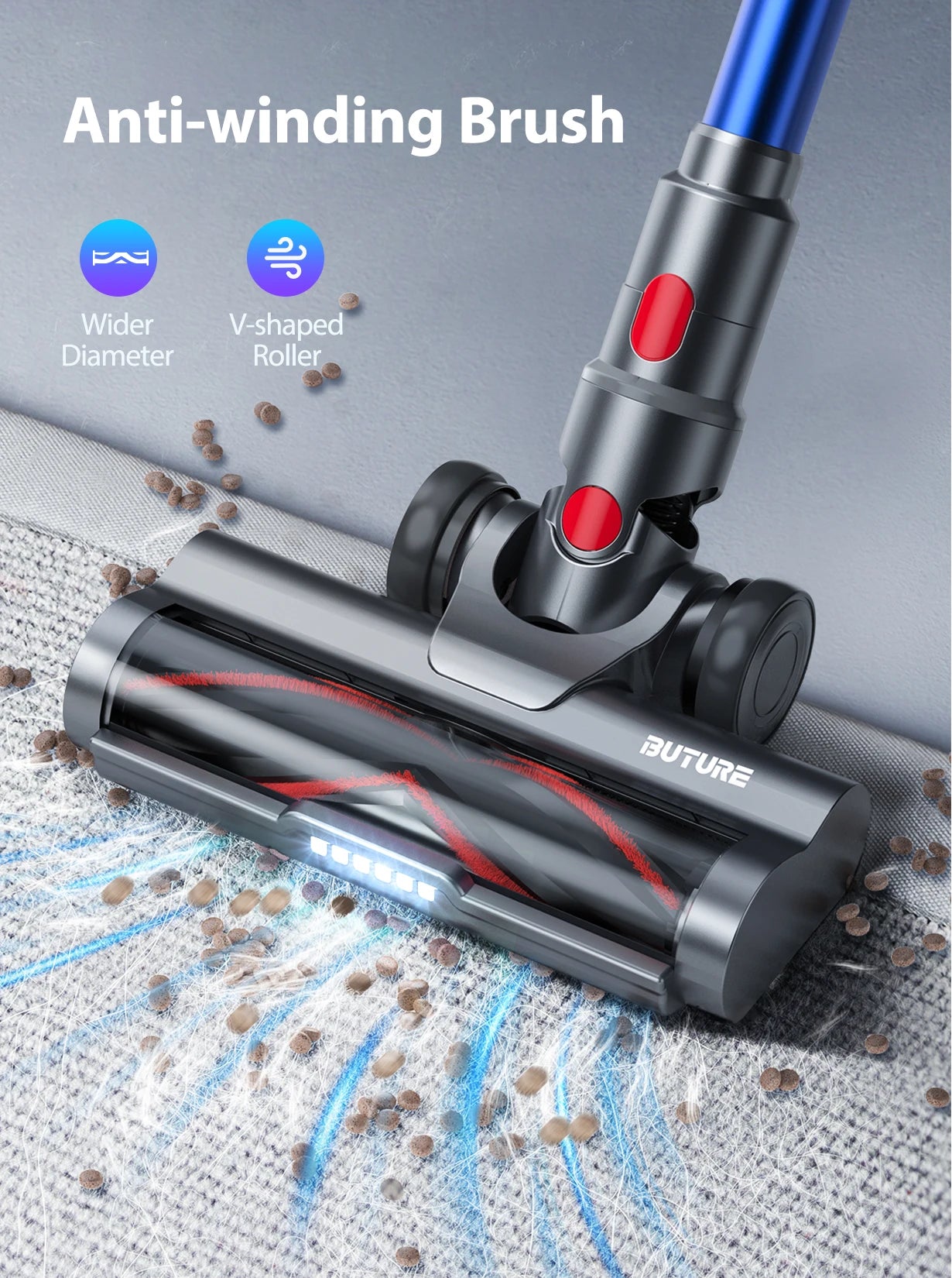 Buture JR500 Cordless Vacuum Cleaners 55 Mins 36KPA Suction Power Home Appliance 1.2L Dust Cup Removable Battery Handheld