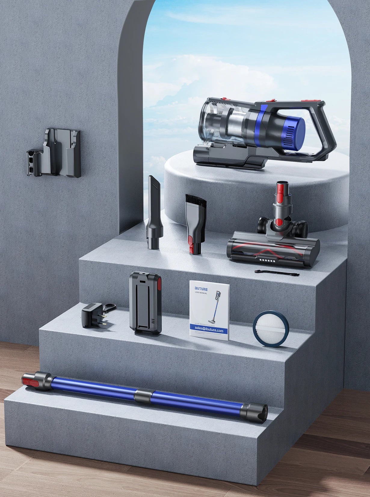 Buture JR500 Cordless Vacuum Cleaners 55 Mins 36KPA Suction Power Home Appliance 1.2L Dust Cup Removable Battery Handheld