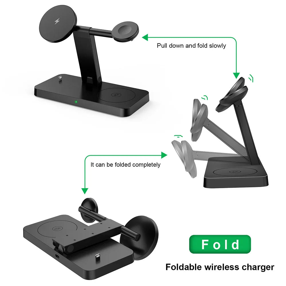 30W Magnetic 4 in 1 Wireless Charger Stand Dock For iPhone 15 14 13 12 Pro Max Apple iWatch 9 8 Airpods 3 Fast Charging Station