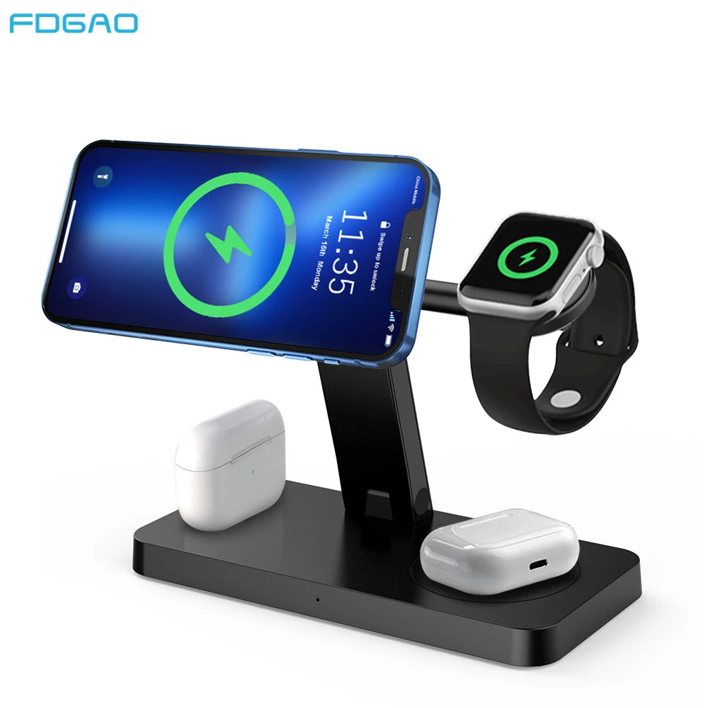 30W Magnetic 4 in 1 Wireless Charger Stand Dock For iPhone 15 14 13 12 Pro Max Apple iWatch 9 8 Airpods 3 Fast Charging Station