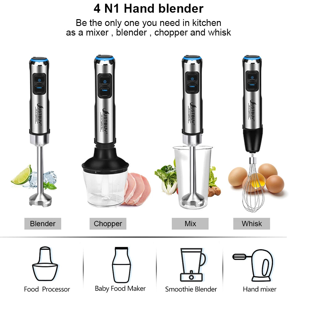 7/6/4 in 1 EU Plug 1500W Electric Stick Hand Blender Stirring Immersion Egg Beater Food and Fruit Processing Multipurpose