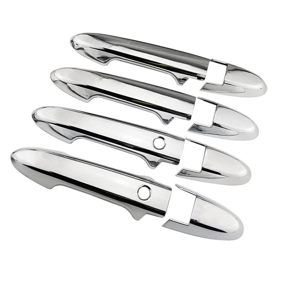 8Pcs Carbon Fiber / Chrome Exterior Car Door Handle Cover Trim Protection Decor ABS Sticker For Honda Fit Jazz GK5 GP5 2014-2020