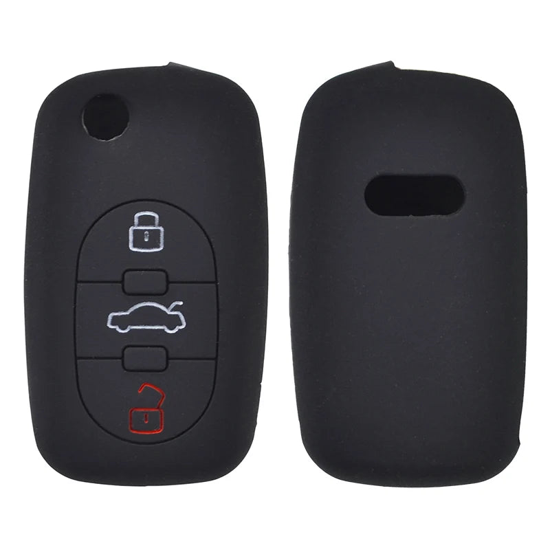 3 Button Silicone Car Remote Key Fob Shell Cover Case For Audi A2 A3 S3 A4 S4 RS4 A6 S6 A8 S8 TT Roadster Cabriolet 1997-2006