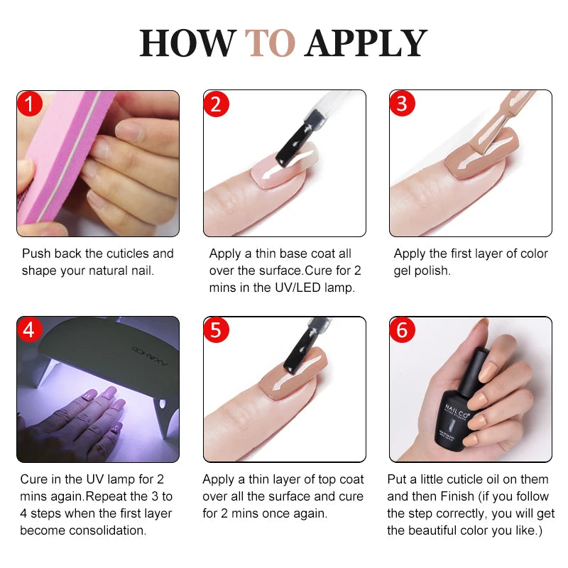 NAILCO 12pcs/Set Gel Nail Polish 15ml LED Gellak Soak Off UV Gel Varnish Red Color Glitter Nail Gel Polish DIY Nail Art Lacquer