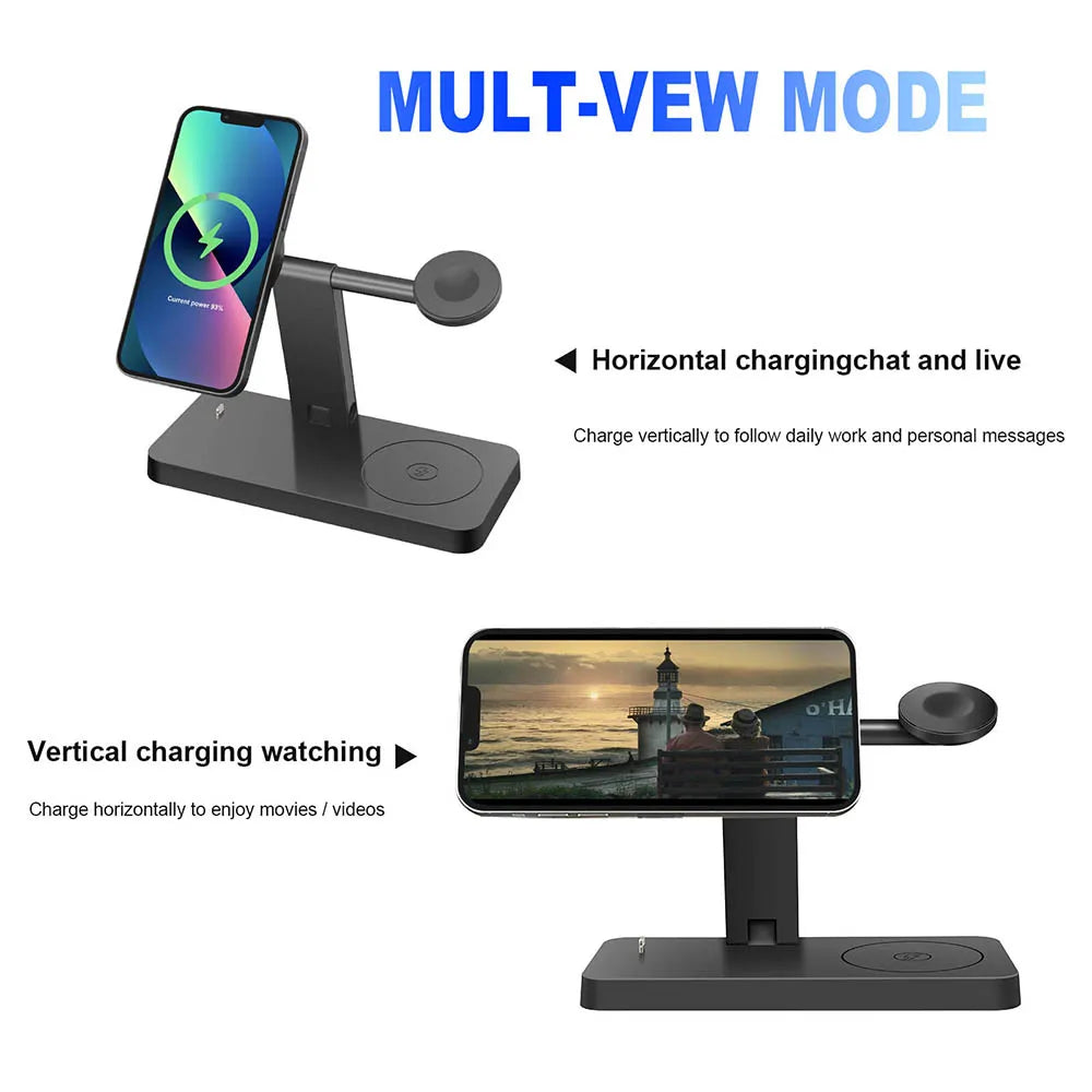 30W Magnetic 4 in 1 Wireless Charger Stand Dock For iPhone 15 14 13 12 Pro Max Apple iWatch 9 8 Airpods 3 Fast Charging Station