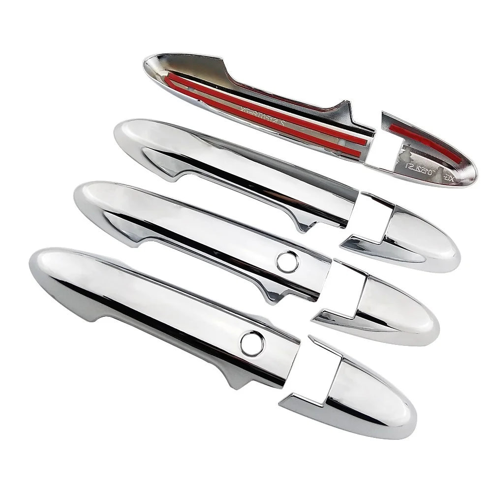 8Pcs Carbon Fiber / Chrome Exterior Car Door Handle Cover Trim Protection Decor ABS Sticker For Honda Fit Jazz GK5 GP5 2014-2020