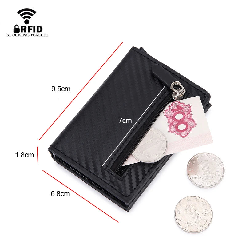 Magnet Rfid Blocking Card Holder Wallets Men Thin Slim Cartera Leather Coin Purse Small Male Black Walet Mini Wallets for Men