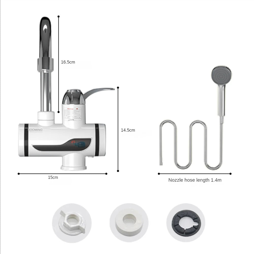 220v Tankless Water Heater Electric Faucet Tap Hot Water Heater Instant Kitchen Bathroom Heating 3000W