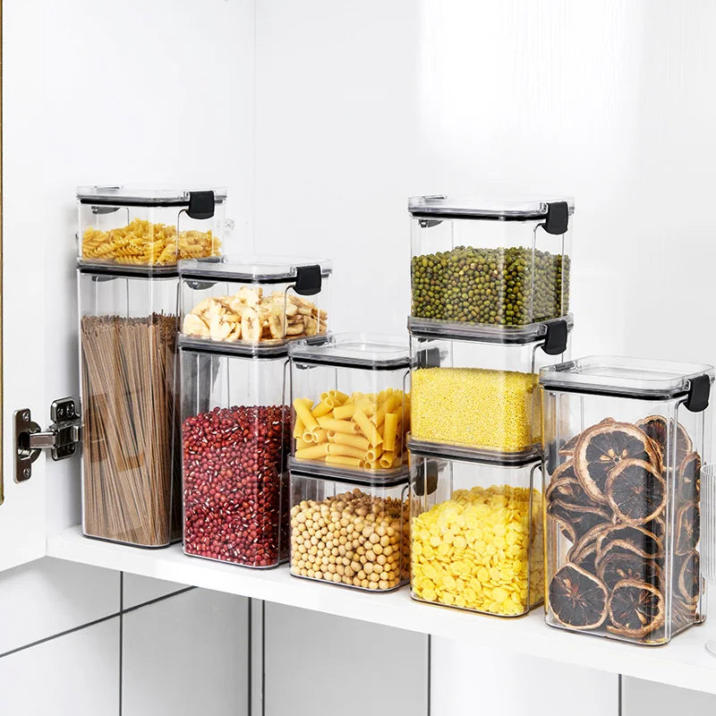 Sealed Can Kitchen Grain Storage and Organiser Large Can Plastic Moisture-proof Storage Box Household Seasoning Jar Storage Set