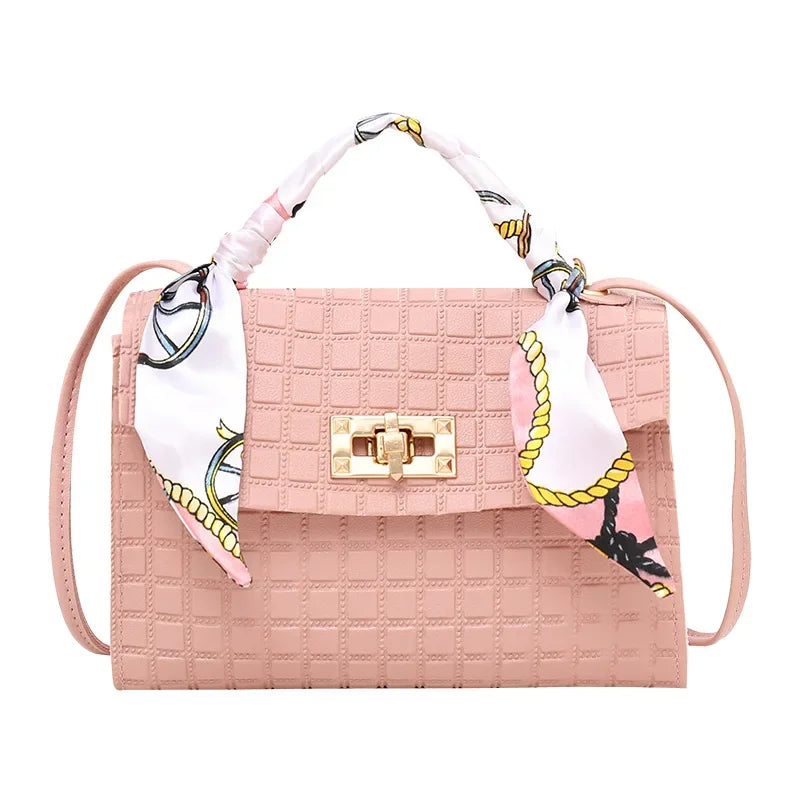 Women's Bag New Fashion Simple Plaid Embossed Crossbody Scarf Small Square Bag Single Shoulder Bag designer bags