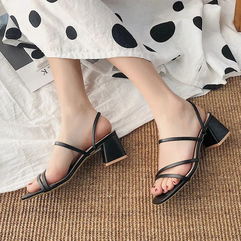 2023 New Fashion Summer Female Sandals Sexy Ladies High Heels Square Open Toe Shoes Women Sandals for Women Size 35-42