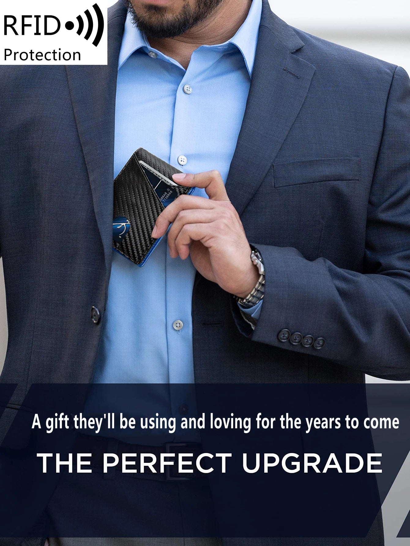 Minimalist men's wallet RFID anti-theft brush double fold cross front pocket portable card holder 12 card multifunctional wallet