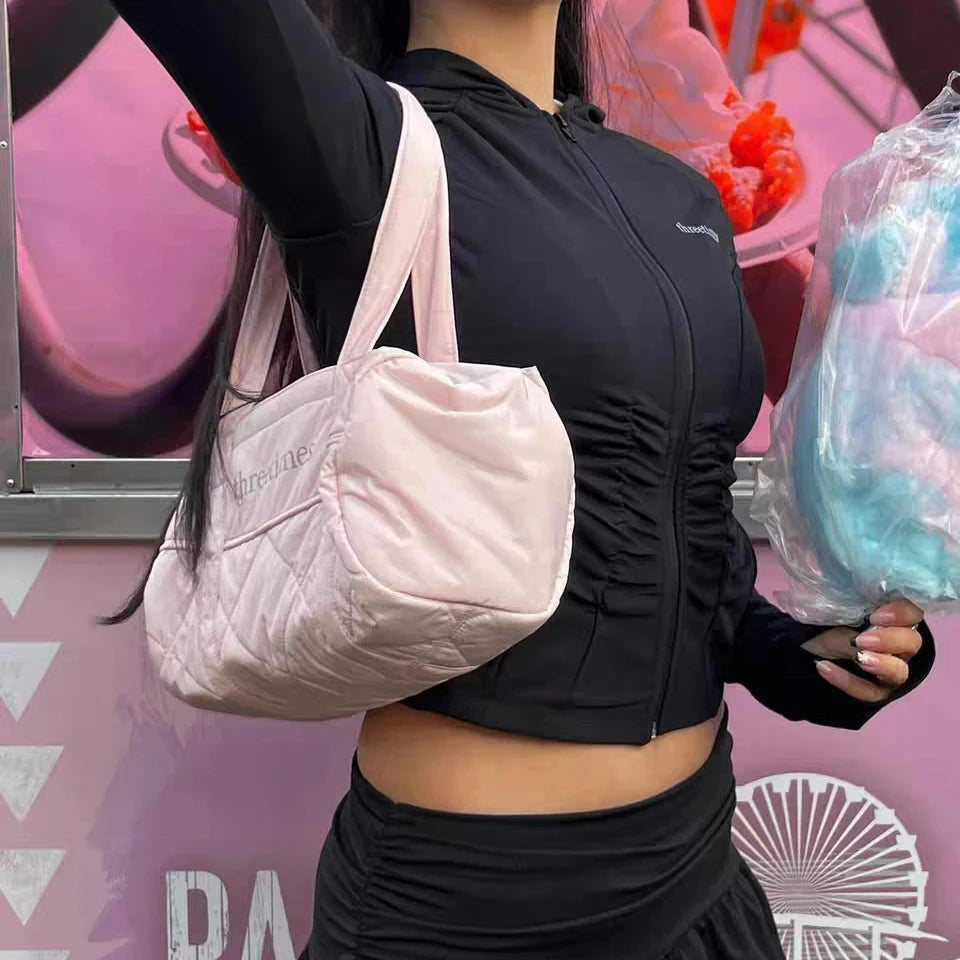 Women's Ins Large Capacity Tote Bag Female Outdoor Travel Storage Pouch Sport Gym Storage Shoulder Bag Korean Popular Bag