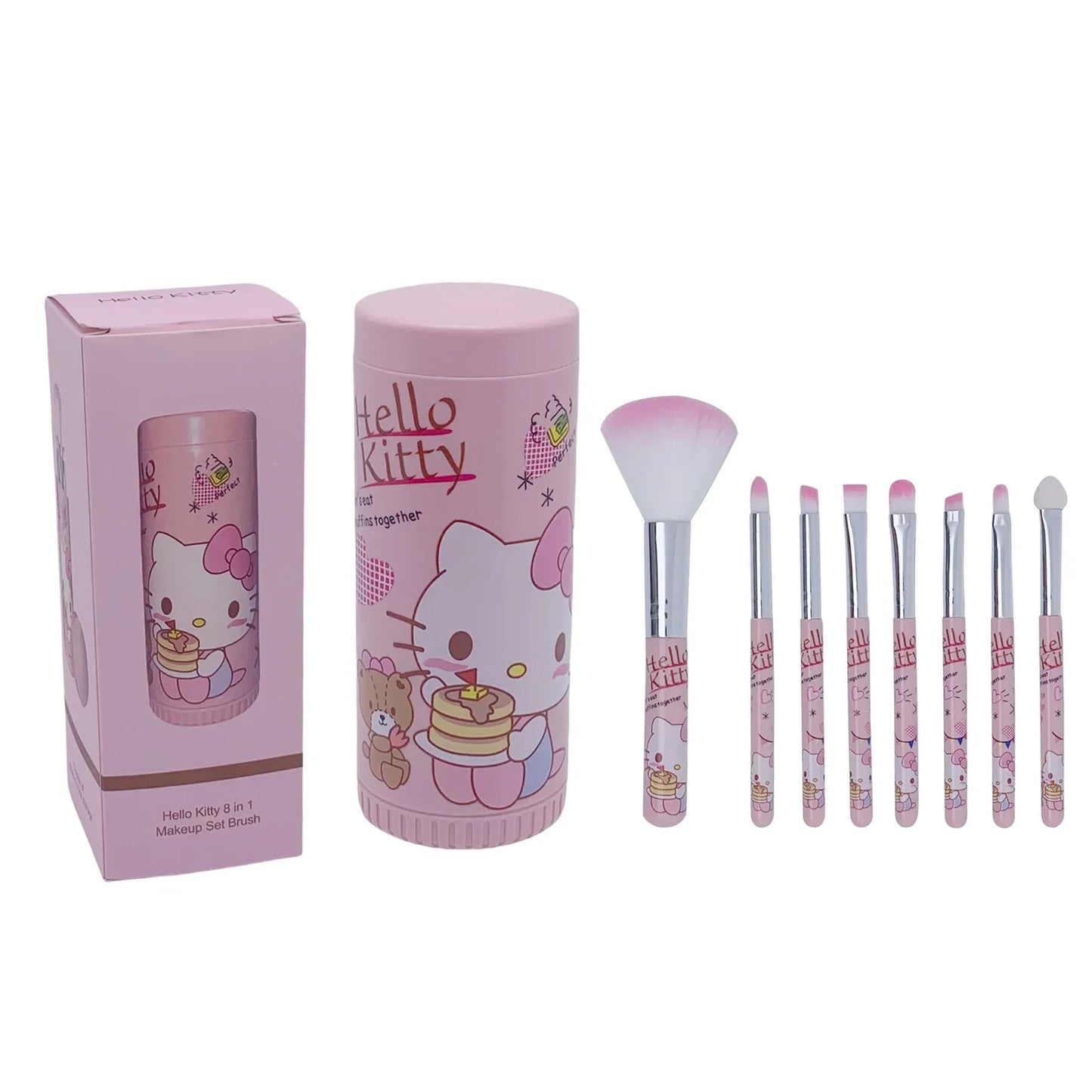 8pcs/box Sanrio Hello Kitty Makeup Brush Set Anime Card Set Print Beginner Blush Eyebrows Lip Brush Eyeshadow Brush Beauty Tool