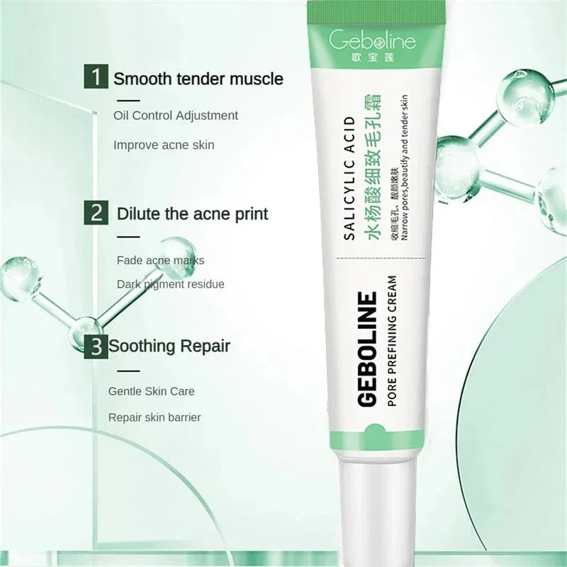 Salicylic Acid Pore Shrinking Cream Quick Remove Blackehead Tighten Face Smooth Skin Elimination Pores Korean Care Product 2024