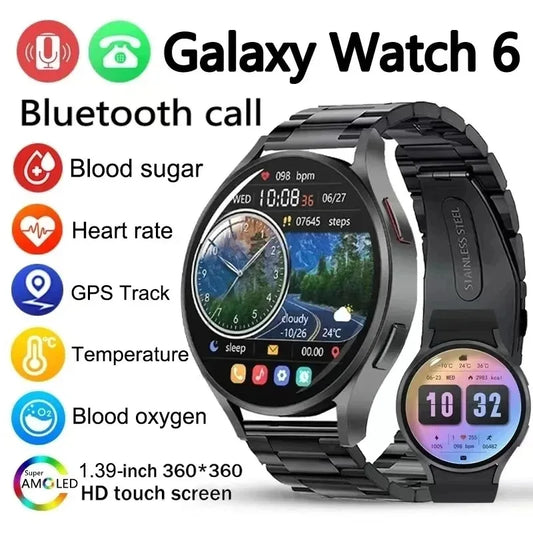 New For Samsung Galaxy Watch 6 GPS Track Smart Watch Men Amoled Always Display Body Temperature Clock BT Talk Chic Smart Watch