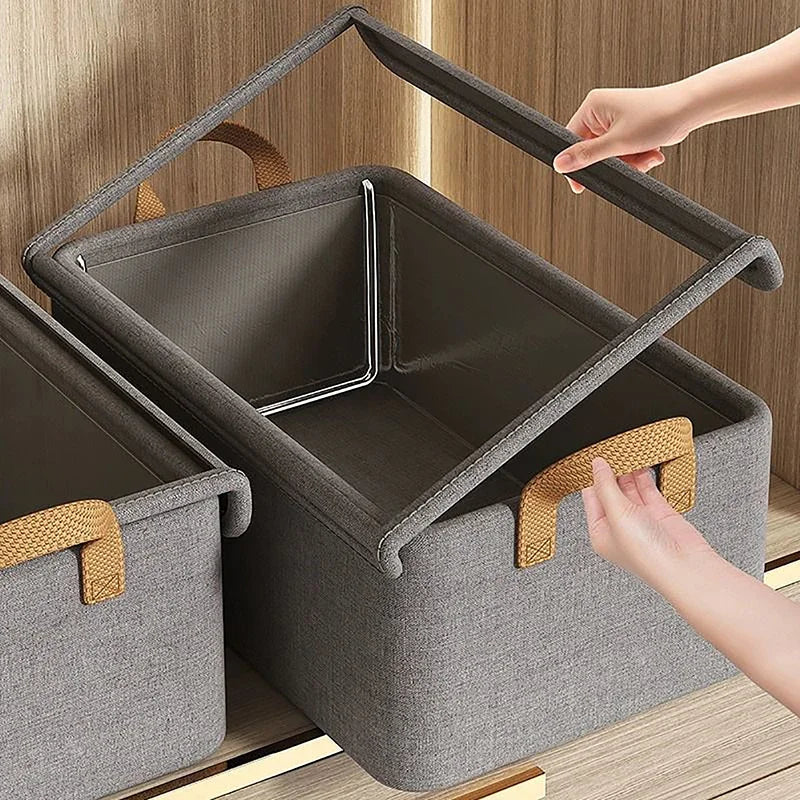 Steel Frame Folding Storage Boxes Dust-proof Moisture-proof Clothes Trousers Socks Home Organization Drawer Wardrobe Storage Box
