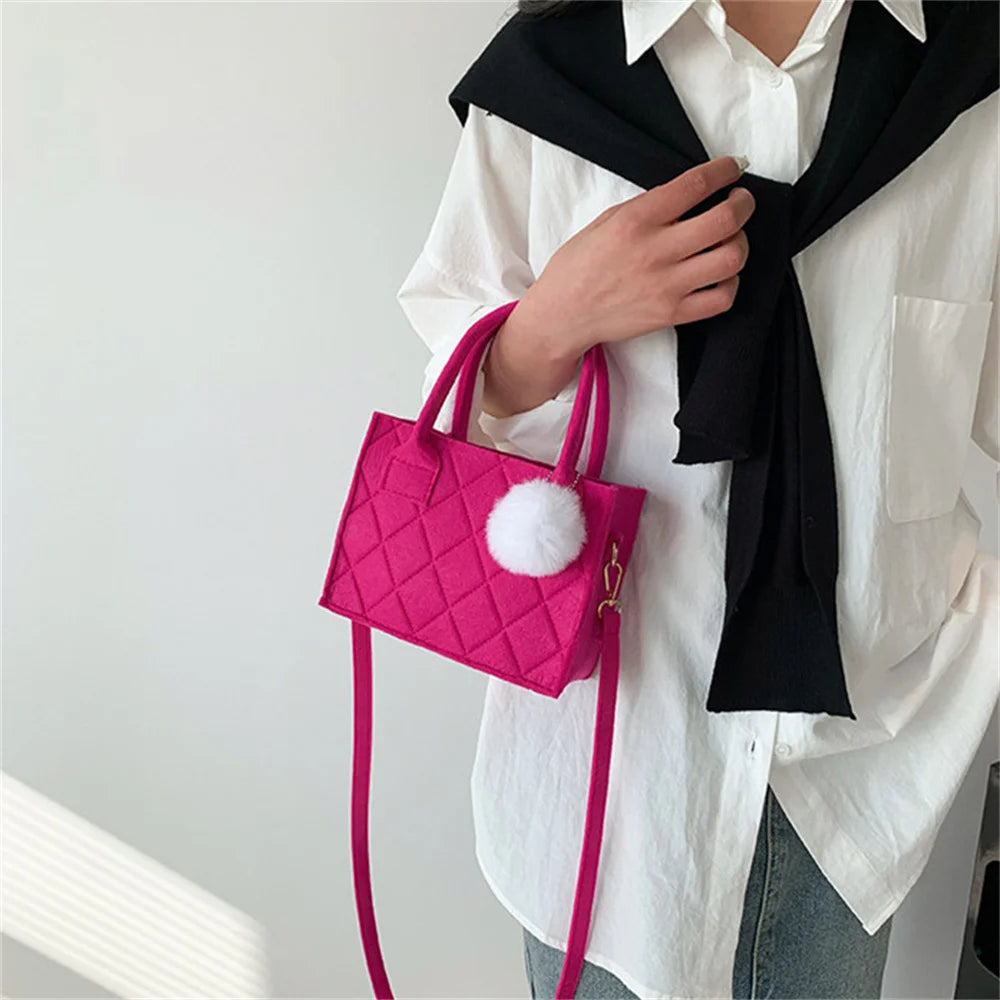 Women Small SquareCrossbody Bags New Simple and Versatile Casual Handbag Fashion Popular Girls Felt Shoulder Messenger Bags