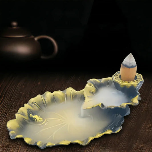 Fragrance Holder Smoke Reflux Incense Stick Incense Aromatherapy Backflow Burner Creative Incense Ceramic Leaf Tower